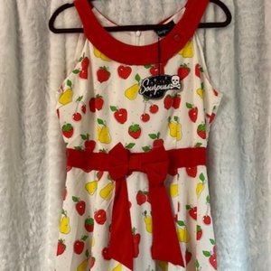 Sourpuss Fruity dress with lace hem NWT